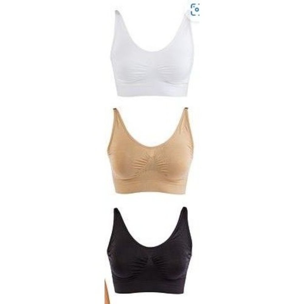 Rhonda Shear 3pk Ahh Bra w/Removable Pads & Adjustable Strap 811-194 Blk Wht 1X